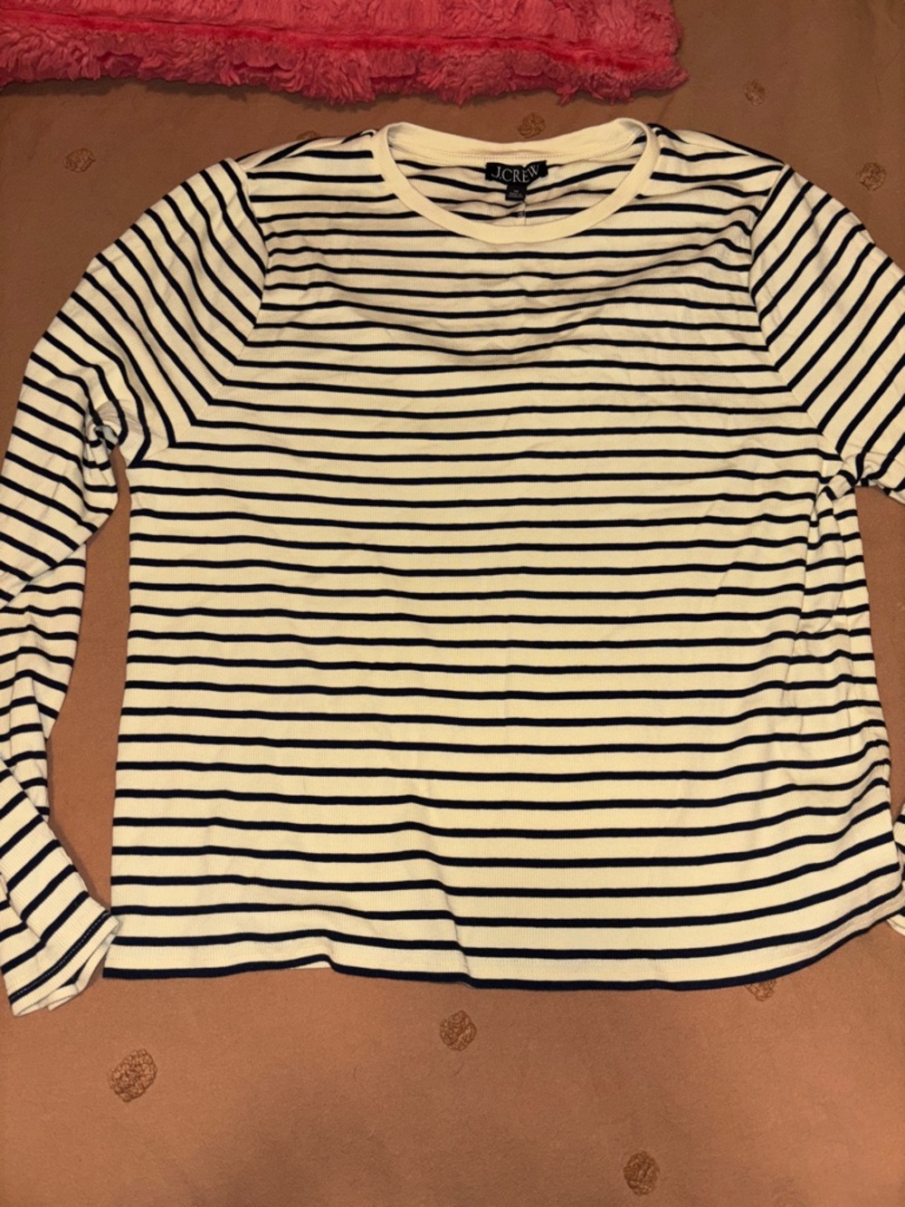 J. Crew Cream and Navy Striped Long-Sleeve Tee